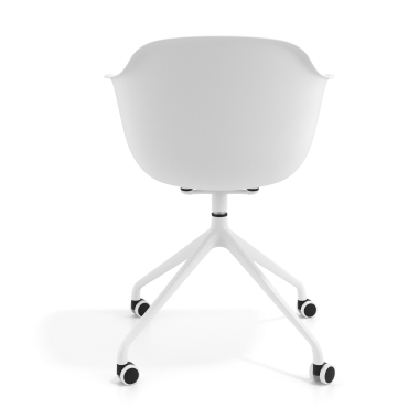 chaise de reunion blanc avec roulettes plastique accoudoirs fixes 5