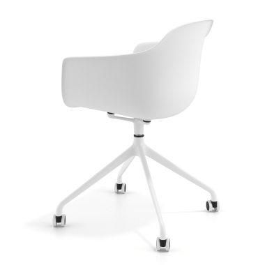 chaise de reunion blanc avec roulettes plastique accoudoirs fixes 6