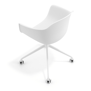 chaise de reunion blanc avec roulettes plastique accoudoirs fixes 7