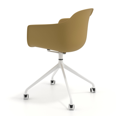 chaise de reunion blanc jaune avec roulettes plastique accoudoirs fixes 5