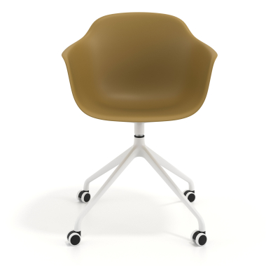 chaise de reunion blanc jaune avec roulettes plastique accoudoirs fixes 6