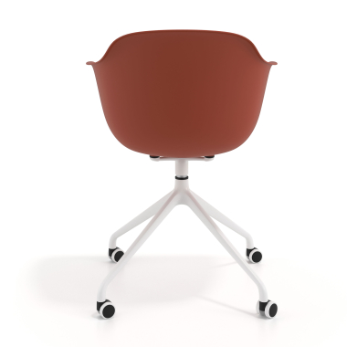 chaise de reunion blanc orange avec roulettes plastique accoudoirs fixes 5