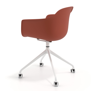chaise de reunion blanc orange avec roulettes plastique accoudoirs fixes 6