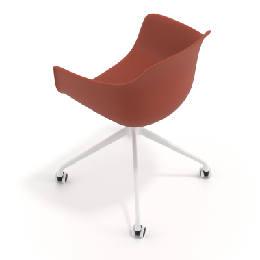 chaise de reunion blanc orange avec roulettes plastique accoudoirs fixes 7