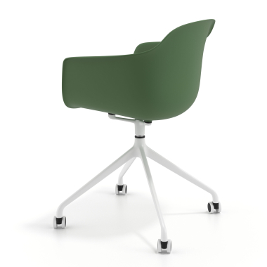 chaise de reunion blanc vert avec roulettes plastique accoudoirs fixes 6