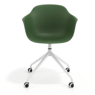 chaise de reunion blanc vert avec roulettes plastique accoudoirs fixes 3
