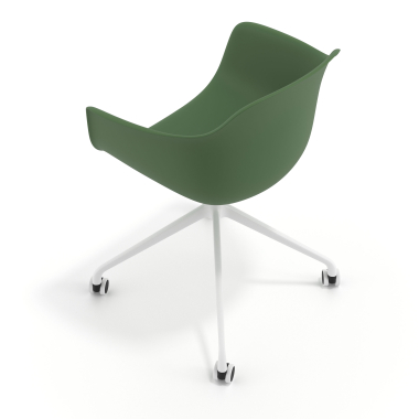 chaise de reunion blanc vert avec roulettes plastique accoudoirs fixes 7