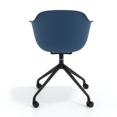 chaise de reunion noir bleu avec roulettes plastique accoudoirs fixes 5
