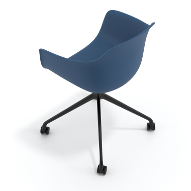chaise de reunion noir bleu avec roulettes plastique accoudoirs fixes 7
