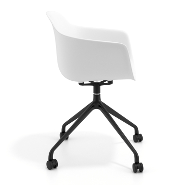 chaise de reunion noir blanc avec roulettes plastique accoudoirs fixes 4