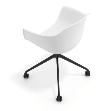 chaise de reunion noir blanc avec roulettes plastique accoudoirs fixes 7