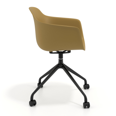 chaise de reunion noir jaune avec roulettes plastique accoudoirs fixes 4