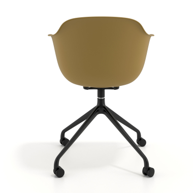 chaise de reunion noir jaune avec roulettes plastique accoudoirs fixes 5