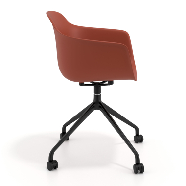 chaise de reunion noir orange avec roulettes plastique accoudoirs fixes 4