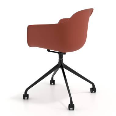 chaise de reunion noir orange avec roulettes plastique accoudoirs fixes 6