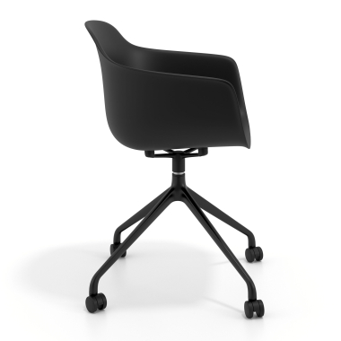 chaise de reunion noir noir avec roulettes plastique accoudoirs fixes 4
