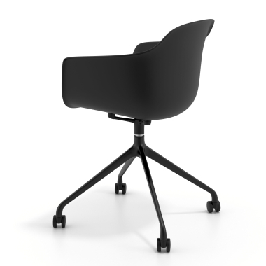 chaise de reunion noir noir avec roulettes plastique accoudoirs fixes 6