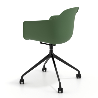 chaise de reunion noir vert avec roulettes plastique accoudoirs fixes 6