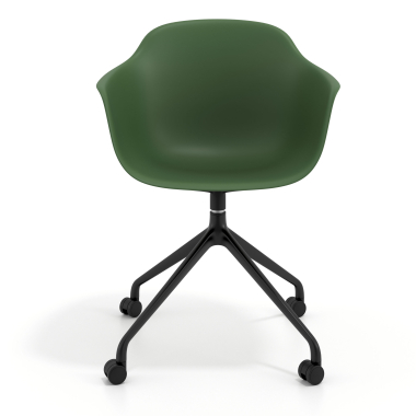 chaise de reunion noir vert avec roulettes plastique accoudoirs fixes 3