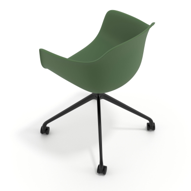 chaise de reunion noir vert avec roulettes plastique accoudoirs fixes 7