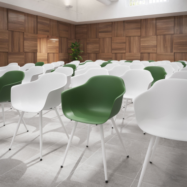 chaise de conference blanc vert 4 pattes plastique accoudoirs fixes 2