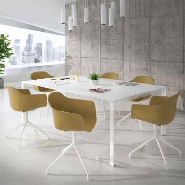 chaise de reunion blanc jaune base pyramide plastique accoudoirs fixes 2