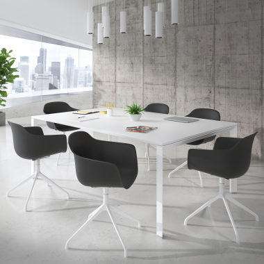 chaise de reunion blanc noir base pyramide plastique accoudoirs fixes 2