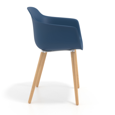 chaise scandinave bleu pivotante en bois plastique accoudoirs fixes 4