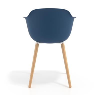 chaise scandinave bleu pivotante en bois plastique accoudoirs fixes 5