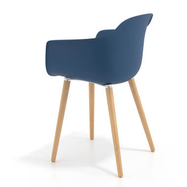 chaise scandinave bleu pivotante en bois plastique accoudoirs fixes 6