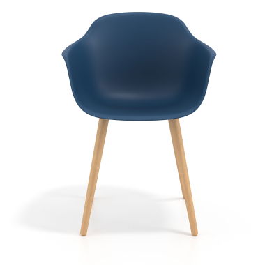 chaise scandinave bleu pivotante en bois plastique accoudoirs fixes 3