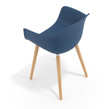 chaise scandinave bleu pivotante en bois plastique accoudoirs fixes 7