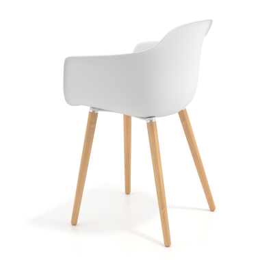chaise scandinave blanc pivotante en bois plastique accoudoirs fixes 6