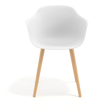chaise scandinave blanc pivotante en bois plastique accoudoirs fixes 3