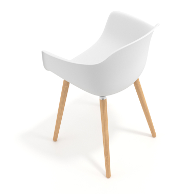 chaise scandinave blanc pivotante en bois plastique accoudoirs fixes 7
