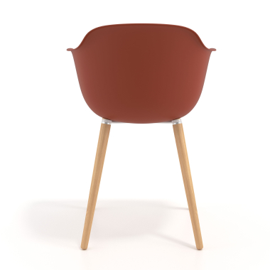 chaise scandinave orange pivotante en bois plastique accoudoirs fixes 5