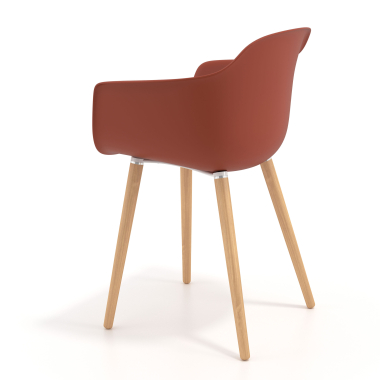 chaise scandinave orange pivotante en bois plastique accoudoirs fixes 6
