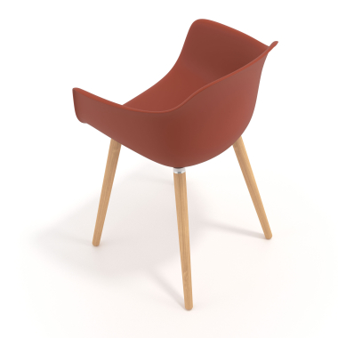 chaise scandinave orange pivotante en bois plastique accoudoirs fixes 7