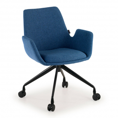 chaise de conference noir bleu giratoire avec roulettes tissu accoudoirs rembourres 1