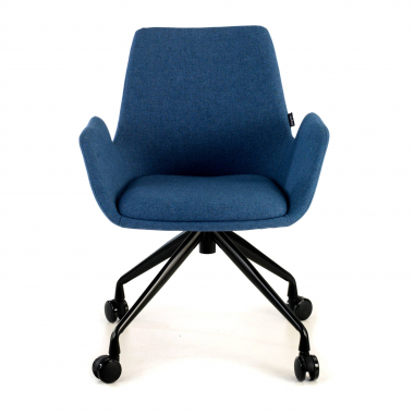 chaise de conference noir bleu giratoire avec roulettes tissu accoudoirs rembourres 3