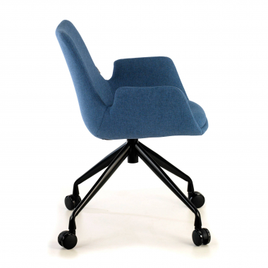 chaise de conference noir bleu giratoire avec roulettes tissu accoudoirs rembourres 4