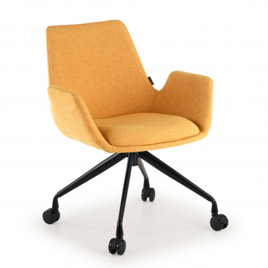 chaise de conference noir jaune giratoire avec roulettes tissu accoudoirs rembourres 1