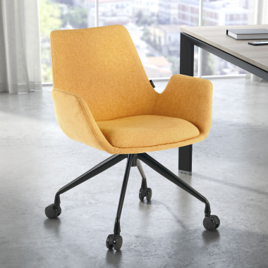 chaise de conference noir jaune giratoire avec roulettes tissu accoudoirs rembourres 2