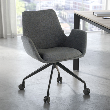 chaise de conference noir anthracite giratoire avec roulettes tissu accoudoirs rembourres 2