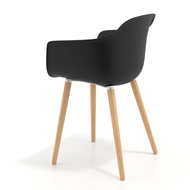 chaise scandinave noir pivotante en bois plastique accoudoirs fixes 6