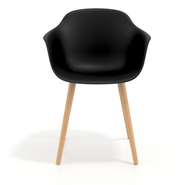 chaise scandinave noir pivotante en bois plastique accoudoirs fixes 3