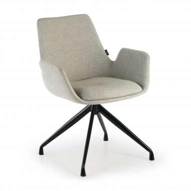 chaise de conference noir gris pivotante tissu accoudoirs rembourres 1