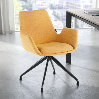 chaise de conference noir jaune pivotante tissu accoudoirs rembourres 2