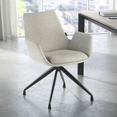 chaise de conference noir gris pivotante tissu accoudoirs rembourres 2
