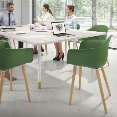 chaise scandinave vert pivotante en bois plastique accoudoirs fixes 2